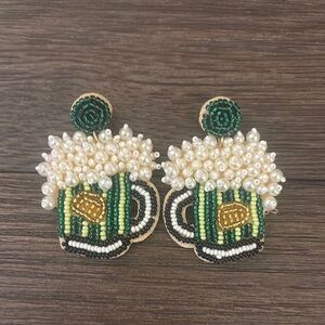 Pearl and Green Beaded Earrings
